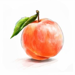 Simple Peach Illustration on Clean White Background