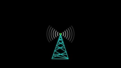 wifi tower icon animation with black background 