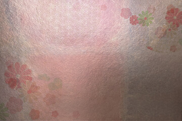 ゴールドピンク和紙に日本伝統の花柄と和柄模様のテクスチャ素材