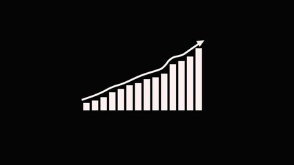 Obraz premium white Arrow graph with rocket sole symbol. gloing business growth and graph chart icon illustraions black background. 
