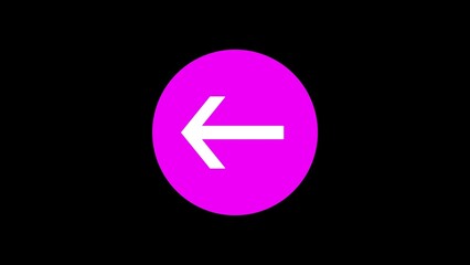 Left arrow icon animation black background	