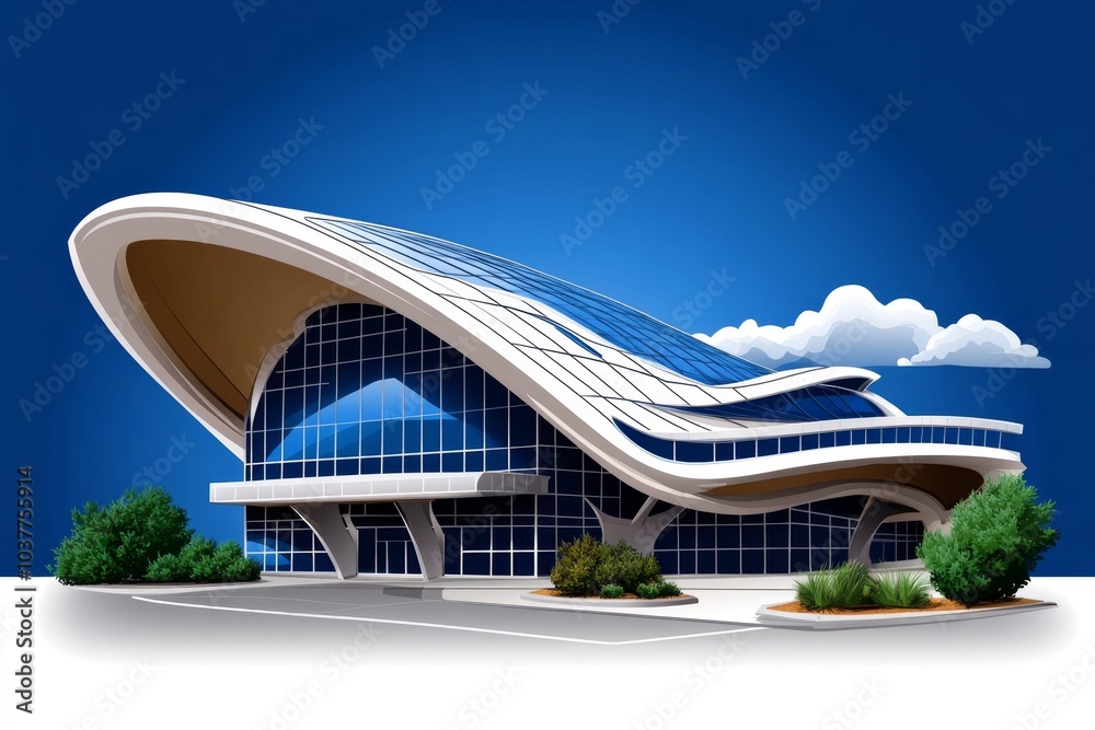 Fototapete A simple illustration of an engineering blueprint, showing clean, precise lines of a building structure on a blank background