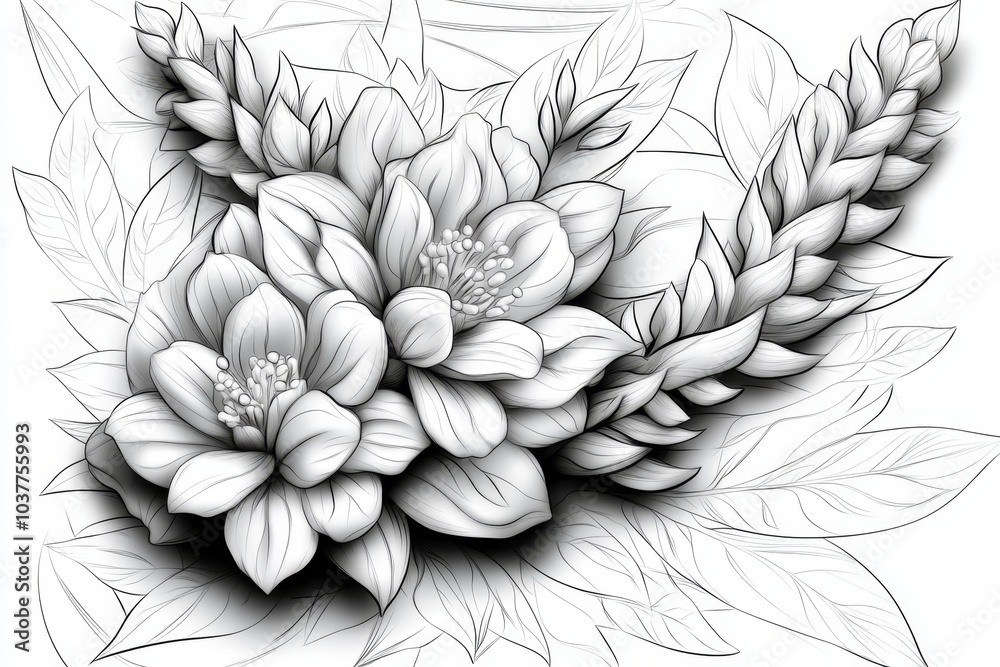 Aufkleber a simple outline of a snapdragons flower, with clean lines representing its dragon-like form