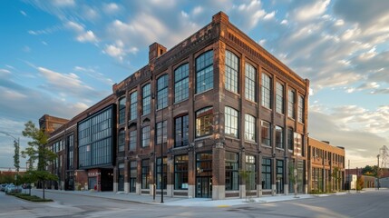 Obraz premium Renovated Brick Building in City