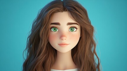Naklejka premium This sweet character radiates innocence, with a warm smile and soft blush, ideal for heartwarming stories of adventure.