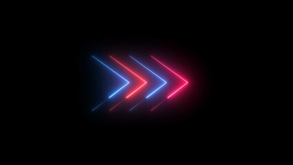Naklejka premium Glowing neon arrow line animation with black background