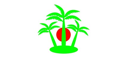 Glowing neon tree icon illustration with black background