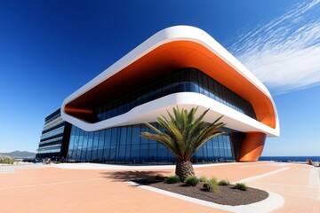 A striking Yucca plant growing near a modern building, adding a natural touch to the urban landscape