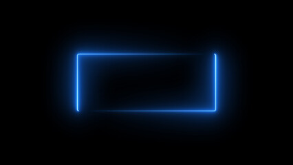 Neon Rectangle Border .Blue and pink neon rectangle frame. Black background 4k animation