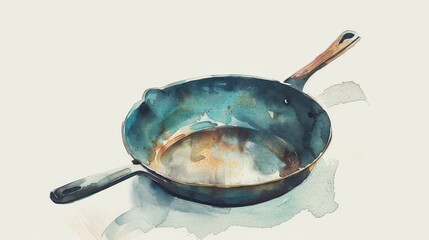 Custom vertical slats with your photo Vibrant Watercolor Skillet on Clean Background