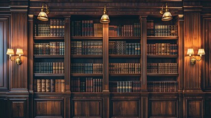 A  classic wooden bookcase filled with books