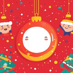 Funny doodle christmas ornament with white circle on center