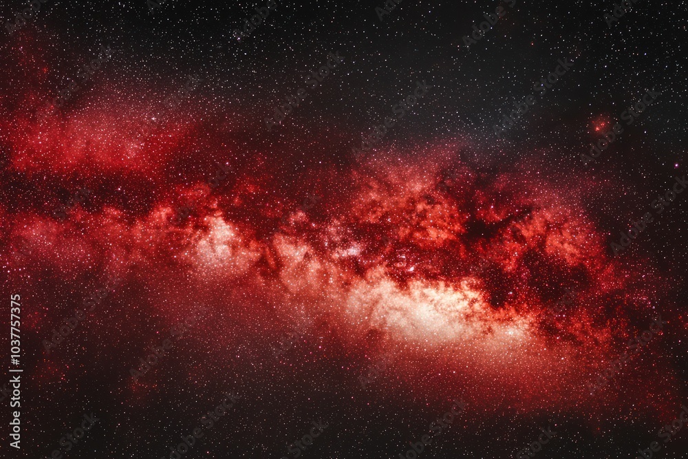 Wall mural red galaxy night sky filled with stars and the milky way, rendered in vibrant colors that capture th