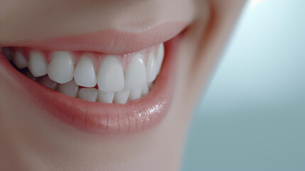 Fototapeta premium Enhance your smile with a stunning teeth whitening treatment, showcasing a radiant, confident expression in dental care.