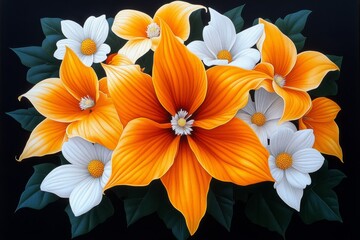 Obraz premium An illustrated botanical chart of Trumpet Vines, Chrysanthemums, and Geraniums, with colorful drawings and detailed labels