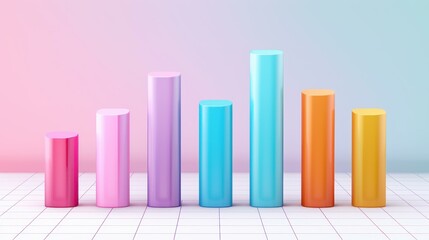 A pastel bar graph with line overlays portrays a clean, modern data analysis concept, perfect for presentations.