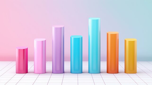 A pastel bar graph with line overlays portrays a clean, modern data analysis concept, perfect for presentations.