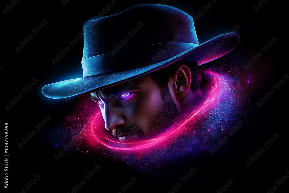 Aufkleber black hat hacking, illustrated in a soft watercolor style, where the hacker and digital elements are