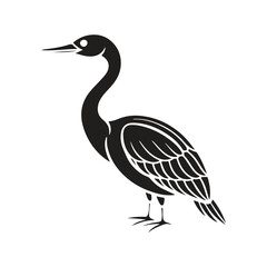 Ahinga bird silhouette vector style with white background.