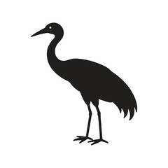 Obraz premium Crane bird silhouette vector style with white background.