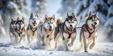 Sled dog race on snow in winter, sled dogs, snow, race, competition, winter sport, team, cold, adventure, musher
