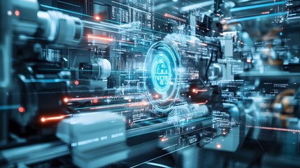 Automation concept with abstract high speed technology . 