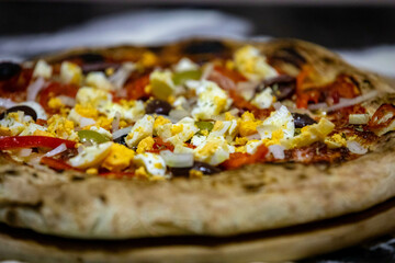 Authentic Portuguese pizza prepared with classic ingredients. Vera pizza 