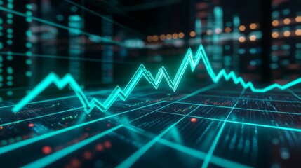 a bold stock chart with a green line