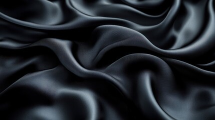 Fototapeta premium Smooth, flowing black fabric creating a luxurious texture.