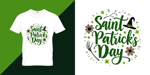 Saint Patrick's day typography t shirt design for Halloween event. St. Patrick's Day card with green heart. Vector