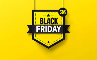 Black friday sale yellow banner with text and elements