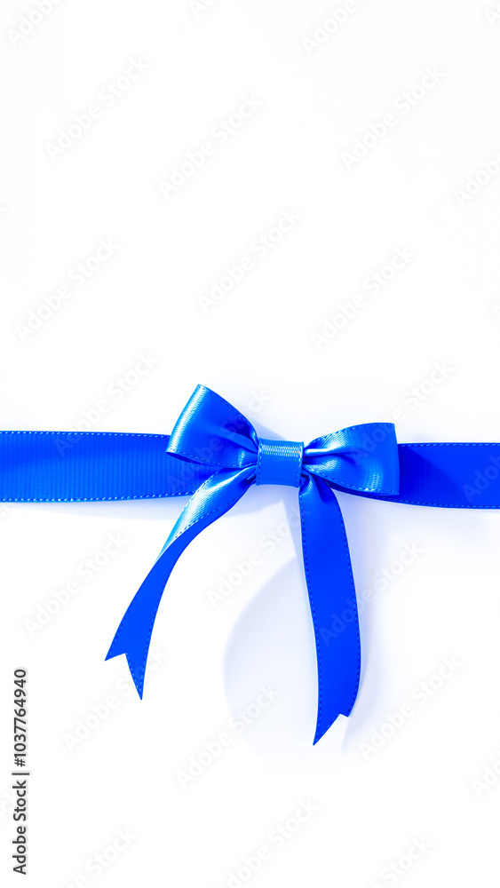 Canvas Prints single blue satin ribbon bow