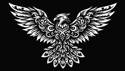Fototapeta premium TRIBAL TATOO トライバル タトゥ 刺青 和柄 鷹 hawk 