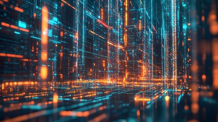 Fototapeta premium Computer servers and technology information interface transition.