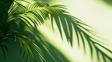 Obraz premium palm tree leaves, the shadow of palm tree leaves, green leaves background
