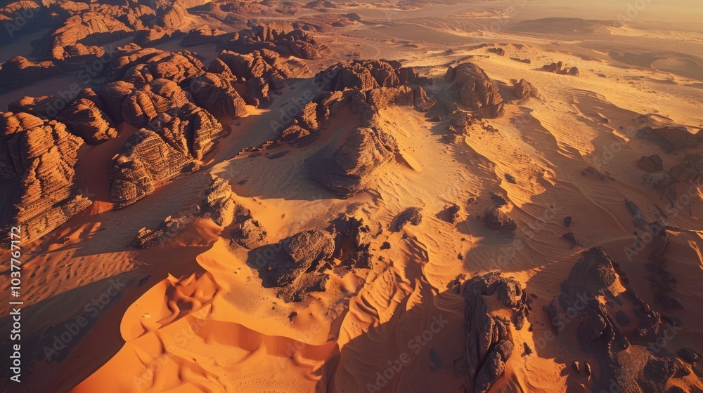 Sticker Aerial View of Desert Landscape