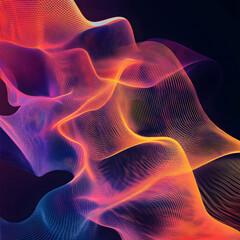 Fototapeta premium A dynamic graphic illustration of flowing, vibrant speech waves in neon colors, representing communication, sound waves, and the fluidity of information in a futuristic and abstract design.