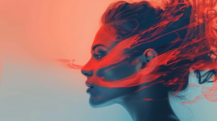 Abstract Portrait with Colorful Smoke Effect