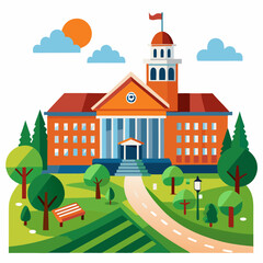 college building on a white background