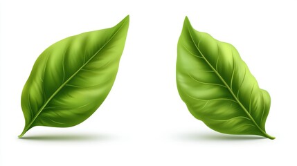Obraz premium A pair of vibrant green leaves showcasing rich textures and natural beauty, perfect for nature-themed designs and backgrounds.