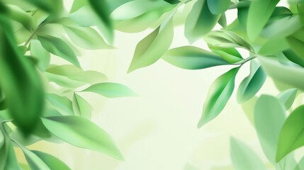 Obraz premium A serene background of green leaves creating a calming and fresh atmosphere, perfect for nature-themed projects.