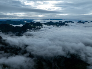 Aerial view of beautiful high altitude grassland mountain landscape