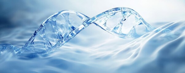 A striking close-up of a DNA strand, symbolizing life and genetic science, with a soft blue background for a modern aesthetic.
