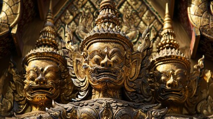 Fototapeta premium Intricate Thai Sculpture with Golden Details