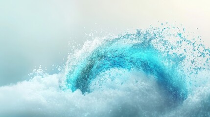 Fototapeta premium A vibrant wave crashing against the shore, showcasing beautiful shades of blue and white foam, evoking a sense of tranquility.
