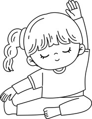 kid doing yoga outline coloring