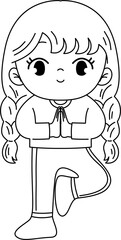 kid doing yoga outline coloring