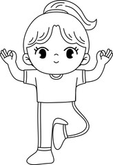 kid doing yoga outline coloring