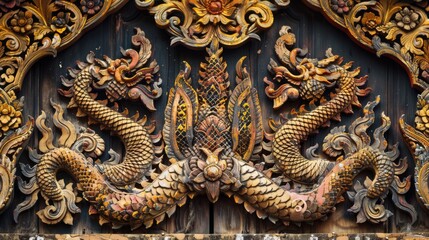 Fototapeta premium Intricate Thai Pattern with Detailed Craftsmanship