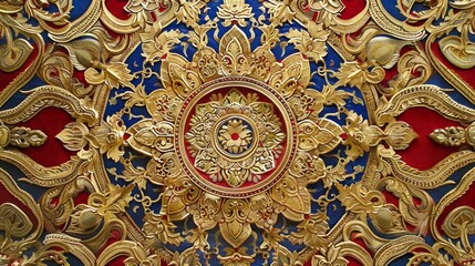 Obraz premium Intricate Thai Pattern with Rich Colors and Details